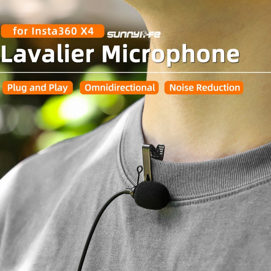For Insta360 X4 Sunnylife Lavalier Clip Type-C Recording Microphone (Black) by Sunnylife
