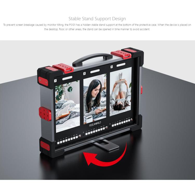 FEELWORLD PS101 Triple 10.1-inch Vertical Dispaly Carry-on Monitor High Brightness 1000nit Portable Protective Case (UK Plug) - On-camera Monitors by FEELWORLD | Online Shopping UK | buy2fix