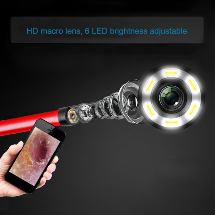2 in 1 USB HD Visual Earwax Clean Tool Endoscope Borescope with LED Lights & Wifi, Cable length: 2m (Red) - by buy2fix | Online Shopping UK | buy2fix