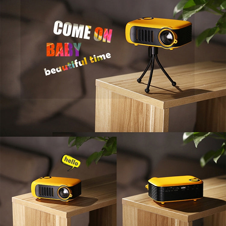 A2000 1080P Mini Portable Smart Projector Children Projector, EU Plug(Yellow) - Mini Projector by buy2fix | Online Shopping UK | buy2fix