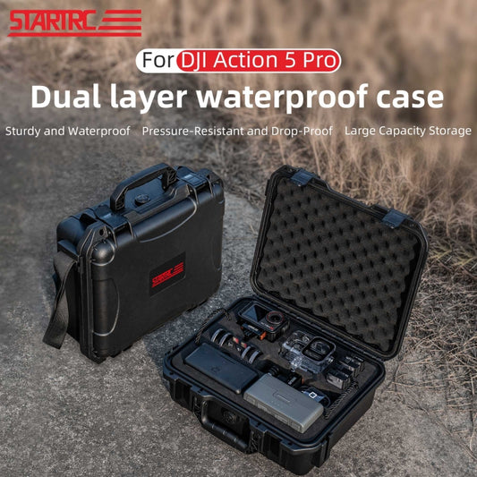 For DJI Osmo Action 5 Pro STARTRC Waterproof EVA ABS Dual-layer Suitcase Storage Box (Black) by STARTRC