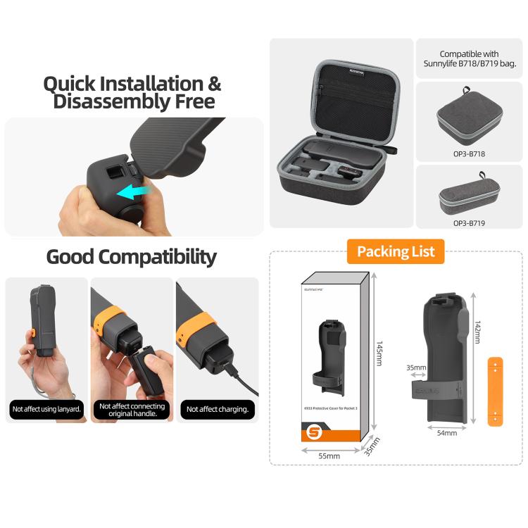 For DJI Osmo Pocket 3 Sunnylife Storage Box Protective Case Cover (Black) - Case & Bags by Sunnylife | Online Shopping UK | buy2fix