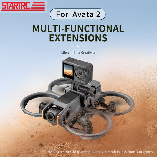 For DJI Avata 2 STARTRC Action Camera Holder Mount Drone Expansion Bracket (Black) by STARTRC