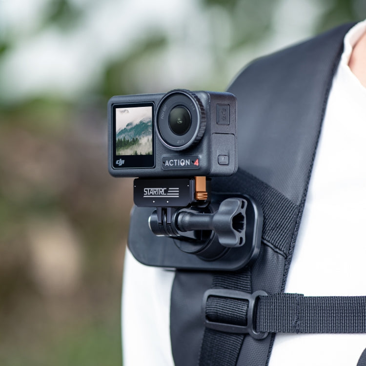 For DJI Osmo Action 5 Pro / 4 / 3 STARTRC Metal Quick Adapter Magnetic Foldable Extension Bracket (Black+Orange) by STARTRC