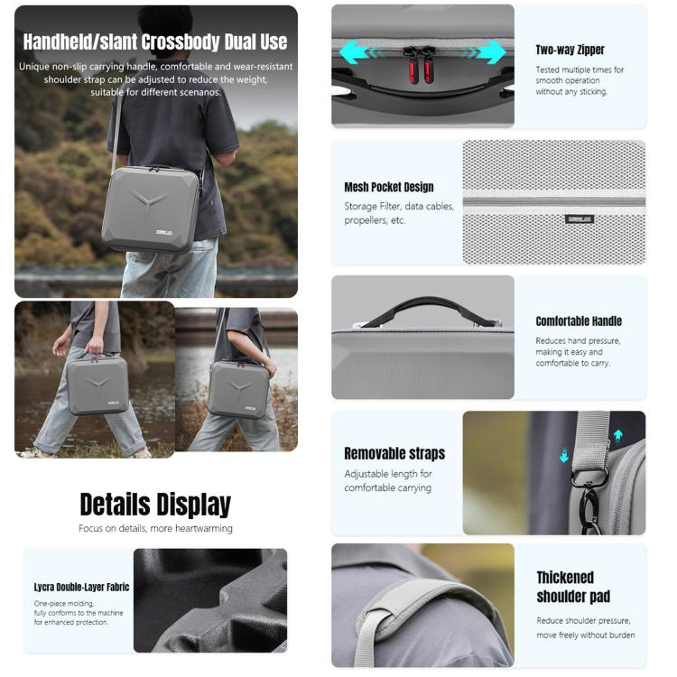 For DJI Mavic 4 Pro / RC 2 STARTRC Shoulder PU Storage Bag Handbag (Grey) - Backpacks & Bags by STARTRC | Online Shopping UK | buy2fix