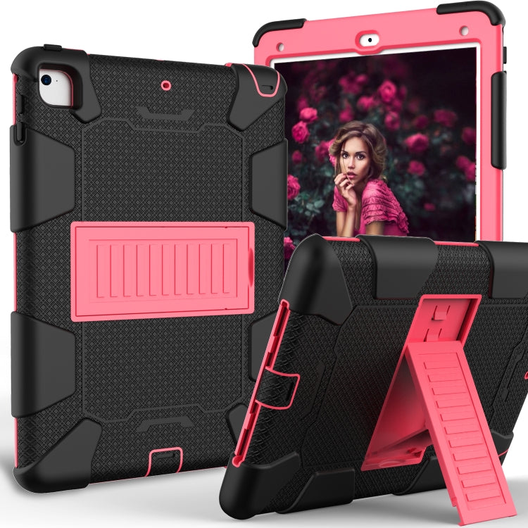 Shockproof Two-color Silicone Protection Shell for iPad 9.7(2018) & 9.7(2017) & Air 2, with Holder(Black+Red) - iPad 9.7 (2018) & (2017) Cases by buy2fix | Online Shopping UK | buy2fix