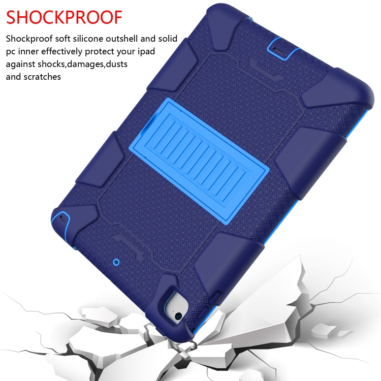 Shockproof Two-color Silicone Protection Shell for iPad 9.7(2018) & 9.7(2017) & Air 2, with Holder(Navy Blue+Blue) - iPad 9.7 (2018) & (2017) Cases by buy2fix | Online Shopping UK | buy2fix