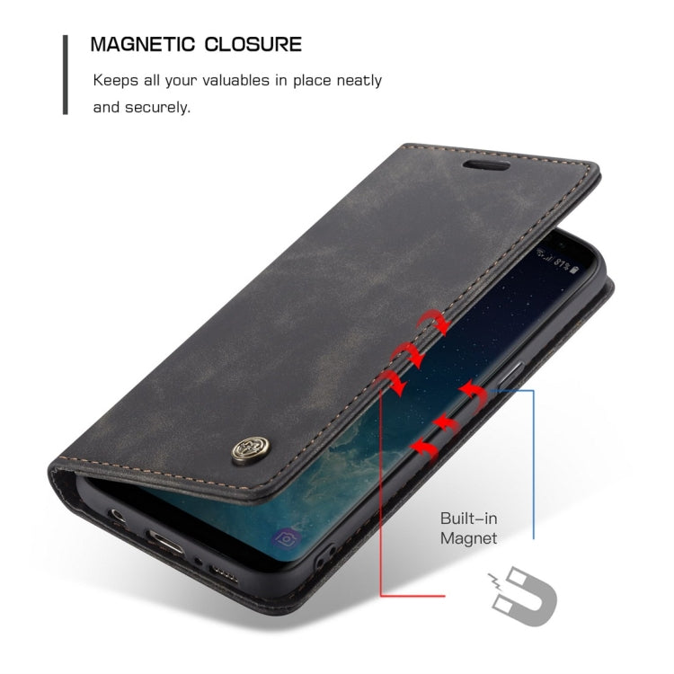 CaseMe-013 Multifunctional Retro Frosted Horizontal Flip Leather Case with Card Slot & Holder & Wallet for Galaxy S8(Black) by CaseMe