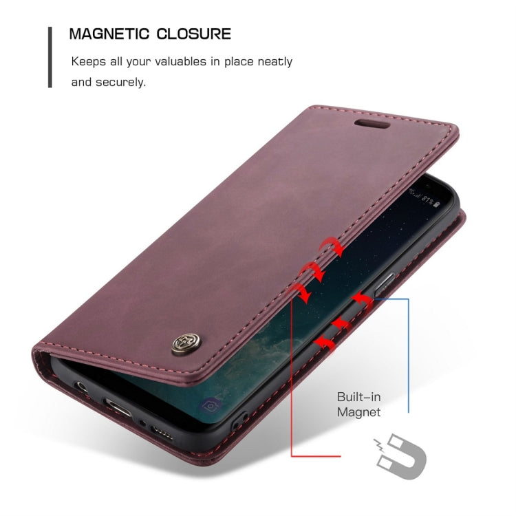 CaseMe-013 Multifunctional Retro Frosted Horizontal Flip Leather Case with Card Slot & Holder & Wallet for Galaxy S8(Wine Red) by CaseMe