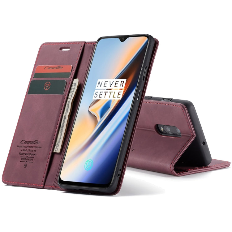 CaseMe-013 Multifunctional Horizontal Flip Leather Case with Card Slot & Holder for Oneplus 7(Wine Red) - OnePlus Cases by CaseMe | Online Shopping UK | buy2fix