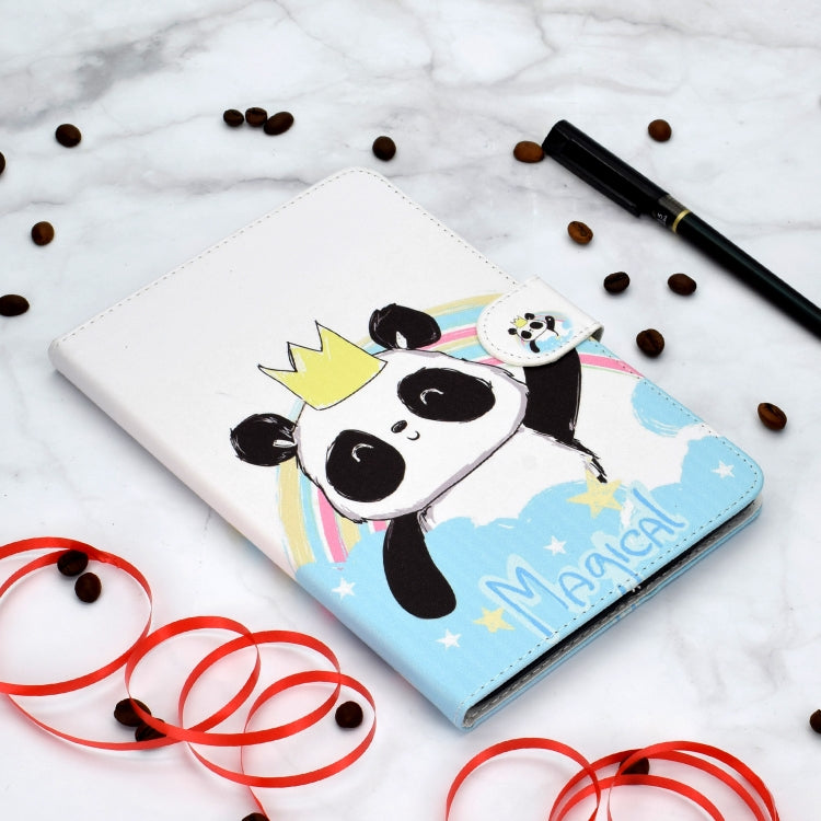 Colored Pattern Drawing Horizontal Flip PU Leather Case with Three-folding Holder & Sleep / Wake-up Function for iPad 5 / 6 / 8(Crown of panda) - iPad 9.7 (2018) & (2017) Cases by buy2fix | Online Shopping UK | buy2fix