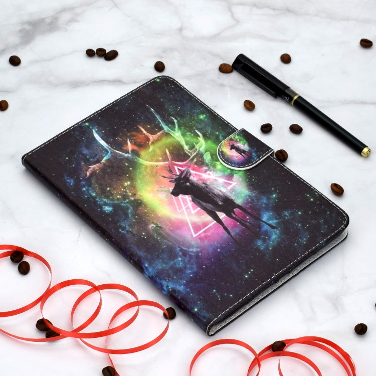 Colored Pattern Drawing Horizontal Flip PU Leather Case with Three-folding Holder & Sleep / Wake-up Function for iPad Pro 11(Nebula deer) - iPad Pro 11 (2018) Cases by buy2fix | Online Shopping UK | buy2fix