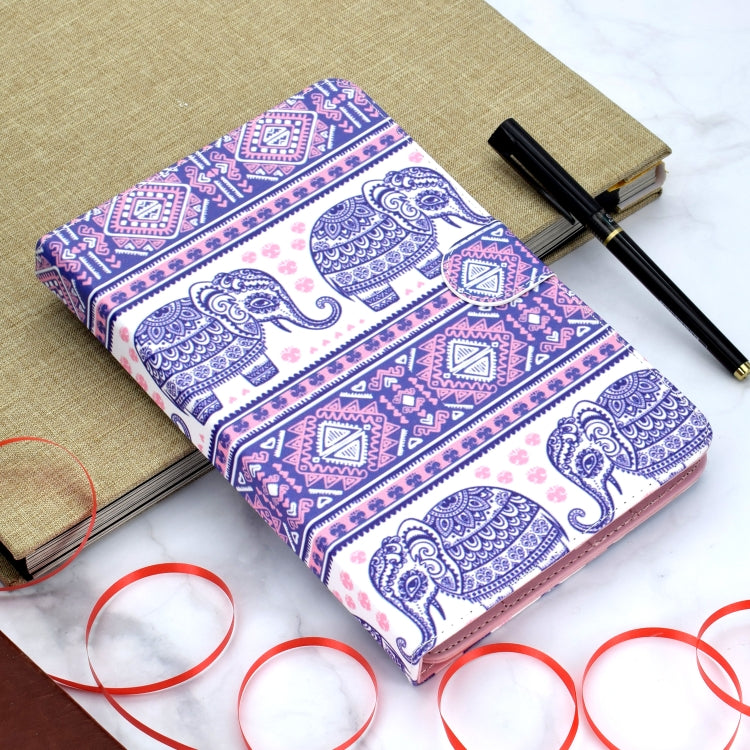Colored Pattern Drawing Horizontal Flip PU Leather Case with Three-folding Holder for 8 inch Tablet PC(Totem elephants) - 8 inch by buy2fix | Online Shopping UK | buy2fix