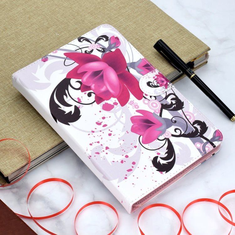 Colored Pattern Drawing Horizontal Flip PU Leather Case with Three-folding Holder for 8 inch Tablet PC(Flower) - 8 inch by buy2fix | Online Shopping UK | buy2fix