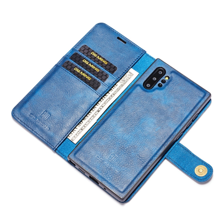 DG.MING Crazy Horse Texture Flip Detachable Magnetic Leather Case with Holder & Card Slots & Wallet for Samsung Galaxy Note 10+(Blue) by DG.MING