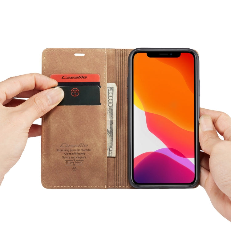 CaseMe-013 Multifunctional Horizontal Flip Leather Case with Card Slot & Holder & Wallet for iPhone 11(Brown) by CaseMe