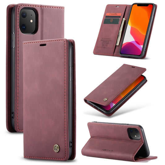 CaseMe-013 Multifunctional Horizontal Flip Leather Case with Card Slot & Holder & Wallet for iPhone 11(Wine) by CaseMe