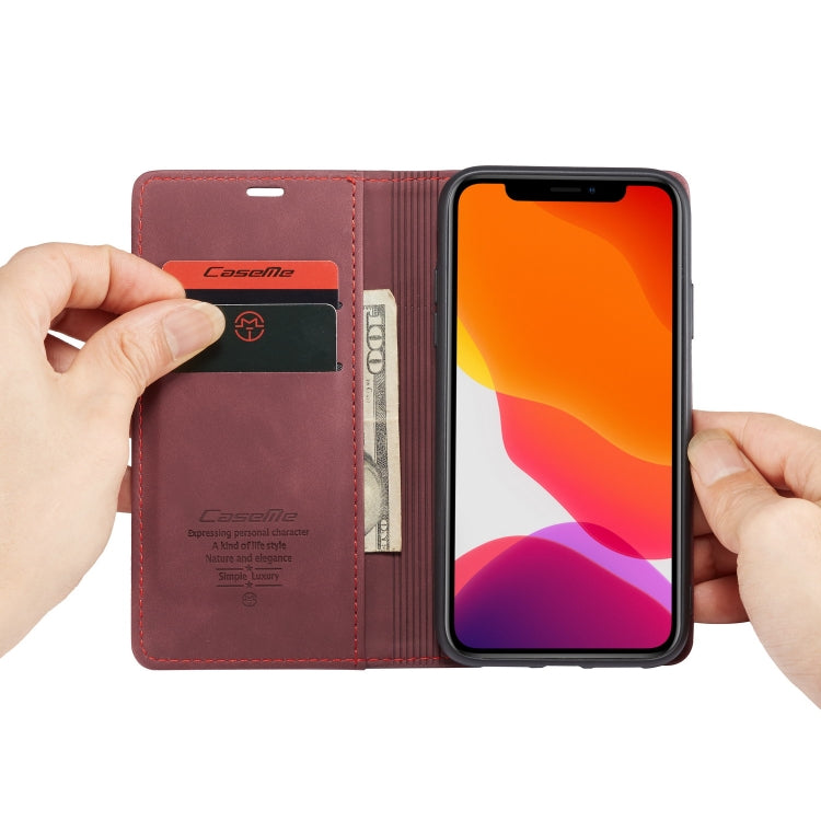 CaseMe-013 Multifunctional Horizontal Flip Leather Case with Card Slot & Holder & Wallet for iPhone 11(Wine) by CaseMe