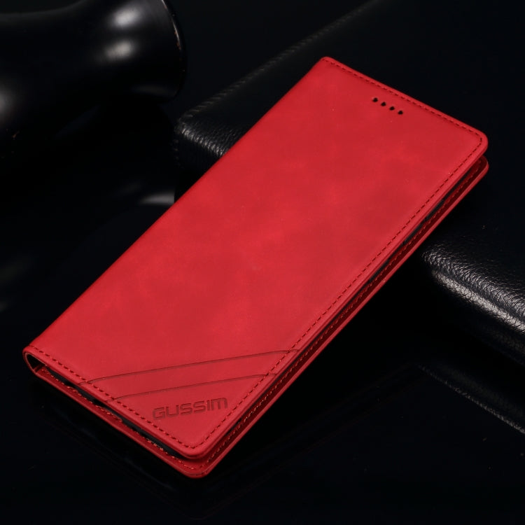 For iPhone X / XS GUSSIM GS-001 Business Style Horizontal Flip Skin Feel PU Leather Case with Holder & Card Slots & Wallet & Photo Frame(Red) - More iPhone Cases by GUSSIM | Online Shopping UK | buy2fix