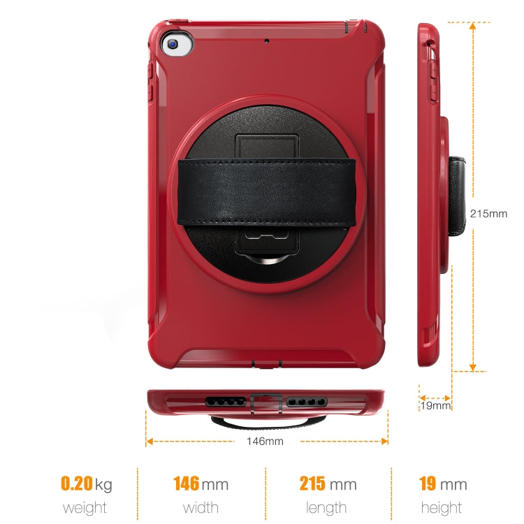 For iPad mini (2019) & mini 4 360 Degree Rotation PC+TPU Protective Cover with Holder & Hand Strap(Red) - iPad mini (2019) / mini 5 Cases by buy2fix | Online Shopping UK | buy2fix
