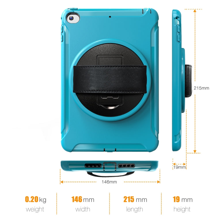 For iPad mini (2019) & mini 4 360 Degree Rotation PC+TPU Protective Cover with Holder & Hand Strap(Light Blue) - iPad mini (2019) / mini 5 Cases by buy2fix | Online Shopping UK | buy2fix