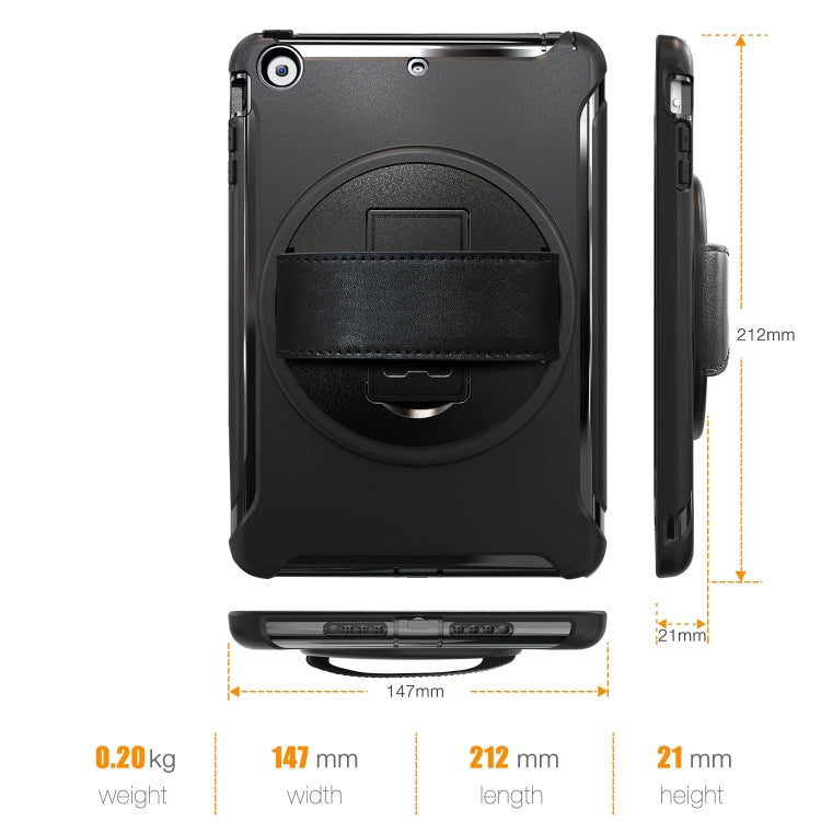 For iPad mini 3 & 2 & 1 360 Degree Rotation PC+TPU Protective Cover with Holder & Hand Strap(Black) - iPad Mini 4 & 3 & 2 & 1 Cases by buy2fix | Online Shopping UK | buy2fix