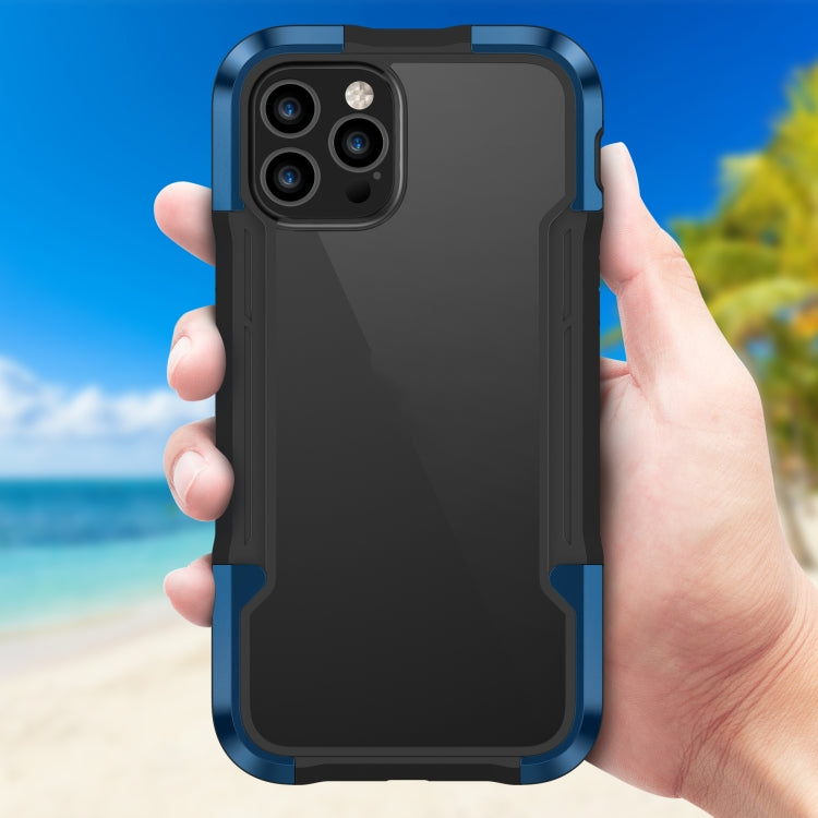 For iPhone 12 iPAKY Thunder Series Aluminum alloy Shockproof Protective Case(Blue) - iPhone 12 / 12 Pro Cases by iPAKY | Online Shopping UK | buy2fix