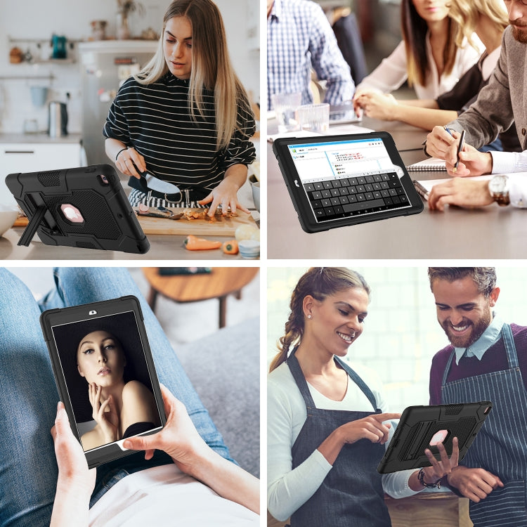 For iPad 10.2 2021 / 2020 / 2019 Contrast Color Robot Shockproof Silicone + PC Protective Case with Holder(Black) - iPad 10.2 Cases by buy2fix | Online Shopping UK | buy2fix