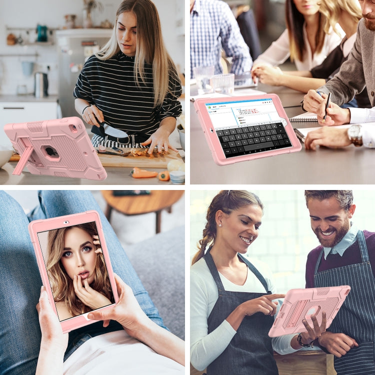 For iPad 10.2 2021 / 2020 / 2019 Contrast Color Robot Shockproof Silicone + PC Protective Case with Holder(Rose Gold) - iPad 10.2 Cases by buy2fix | Online Shopping UK | buy2fix