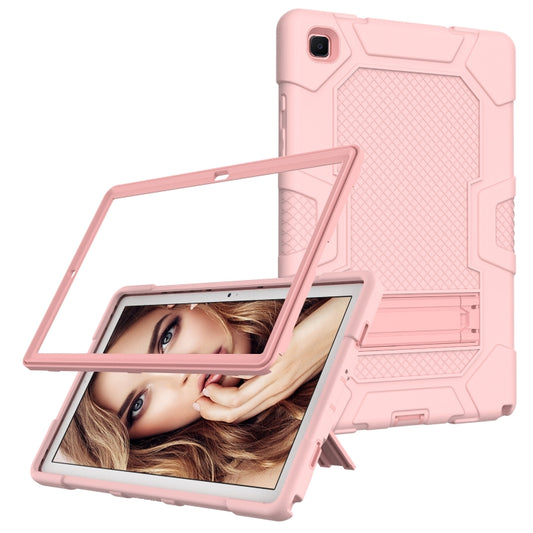 For Samsung Galaxy Tab A7 10.4 (2020) T500 / T505 Contrast Color Robot Shockproof Silicone + PC Protective Case with Holder(Rose Gold) - Other Galaxy Tab PC by buy2fix | Online Shopping UK | buy2fix