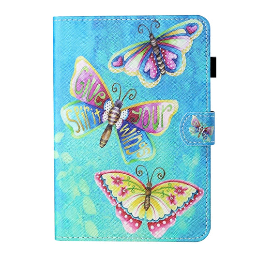 For 8 inch Tablet Universal Coloured Drawing Stitching Horizontal Flip Leather Case with Holder & Card Slot(Colorful Butterflies) - 8 inch by buy2fix | Online Shopping UK | buy2fix