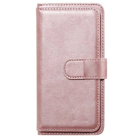 For Google Pixel 5 Multifunctional Magnetic Copper Buckle Horizontal Flip Leather Case with Bracket & 10 Card Slots & Wallet & Photo Frame(Rose Gold) - Google Cases by buy2fix | Online Shopping UK | buy2fix