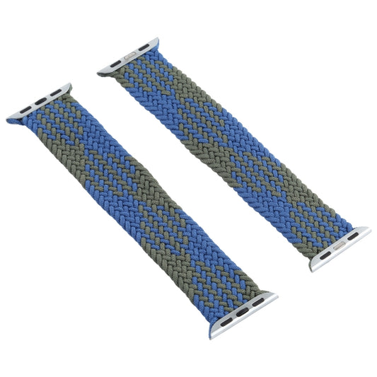 Mixed Color Nylon Braided Single Loop Watch Band For Apple Watch Ultra 49mm&Watch Ultra 2 49mm / Series 9&8&7 45mm / SE 3&SE 2&6&SE&5&4 44mm / 3&2&1 42mm, Size:S(Blue Green) by buy2fix