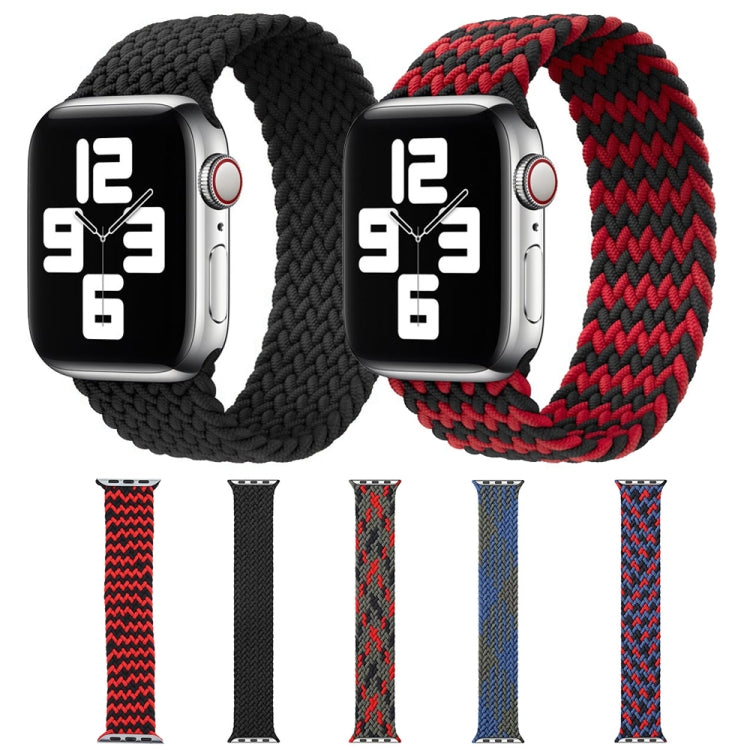 Mixed Color Nylon Braided Single Loop Watch Band For Apple Watch Ultra 49mm&Watch Ultra 2 49mm / Series 9&8&7 45mm / SE 3&SE 2&6&SE&5&4 44mm / 3&2&1 42mm, Size:S(Green Camouflage) by buy2fix