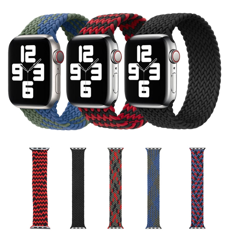 Mixed Color Nylon Braided Single Loop Watch Band For Apple Watch Ultra 49mm&Watch Ultra 2 49mm / Series 9&8&7 45mm / SE 3&SE 2&6&SE&5&4 44mm / 3&2&1 42mm, Size:L(Red Black) by buy2fix