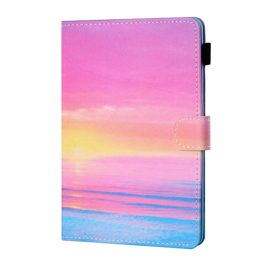 For 7 inch Tablet PC Universal Sewing Thread Horizontal Painted Flat Leather Case with Pen Cover & Anti Skid Strip & Card Slot & Holder(Sunrise) - 7 inch by buy2fix | Online Shopping UK | buy2fix