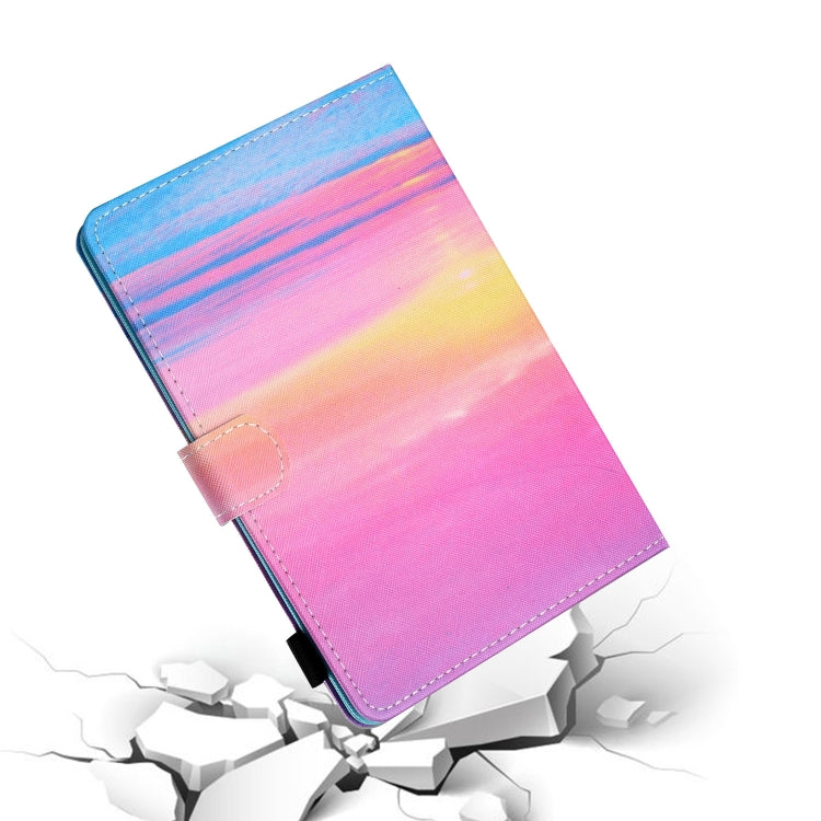 For 7 inch Tablet PC Universal Sewing Thread Horizontal Painted Flat Leather Case with Pen Cover & Anti Skid Strip & Card Slot & Holder(Sunrise) - 7 inch by buy2fix | Online Shopping UK | buy2fix