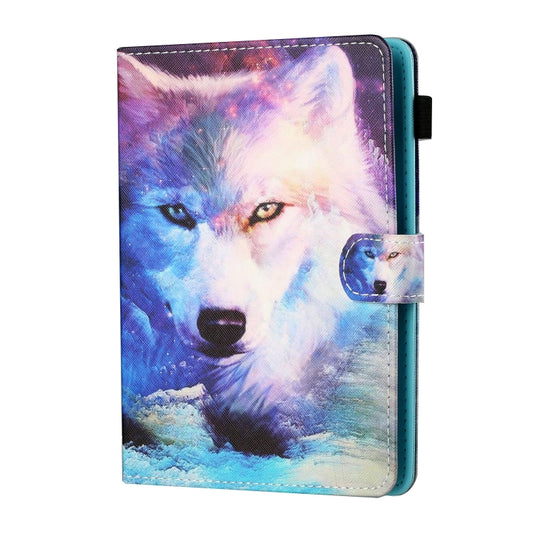 For 8 inch Tablet PC Universal Sewing Thread Horizontal Painted Flat Leather Case with Pen Cover & Anti Skid Strip & Card Slot & Holder(Wolf) - 8 inch by buy2fix | Online Shopping UK | buy2fix