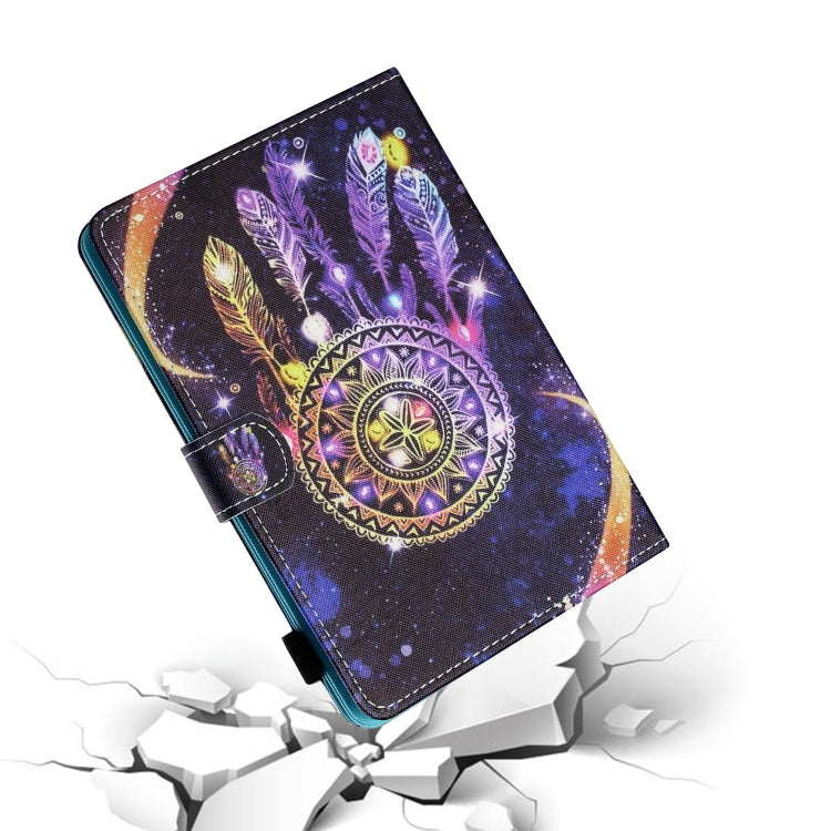 For 8 inch Tablet PC Universal Sewing Thread Horizontal Painted Flat Leather Case with Pen Cover & Anti Skid Strip & Card Slot & Holder(Starry Sky Wind Chimes) - 8 inch by buy2fix | Online Shopping UK | buy2fix