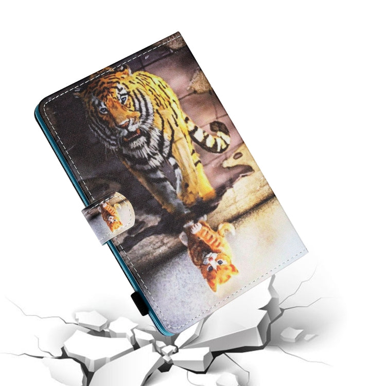 For 10 inch Tablet PC Universal Sewing Thread Horizontal Painted Flat Leather Case with Pen Cover & Anti Skid Strip & Card Slot & Holder(Cat And Tiger) - 10 - 11 inch by buy2fix | Online Shopping UK | buy2fix