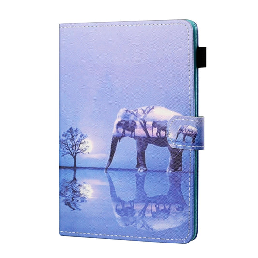 For 10 inch Tablet PC Universal Sewing Thread Horizontal Painted Flat Leather Case with Pen Cover & Anti Skid Strip & Card Slot & Holder(Tree And Elephant) - 10 - 11 inch by buy2fix | Online Shopping UK | buy2fix