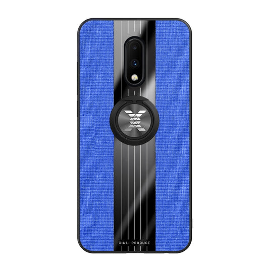 For OnePlus 6T XINLI Stitching Cloth Texture Shockproof TPU Protective Case with Ring Holder(Blue) - OnePlus Cases by XINLI | Online Shopping UK | buy2fix