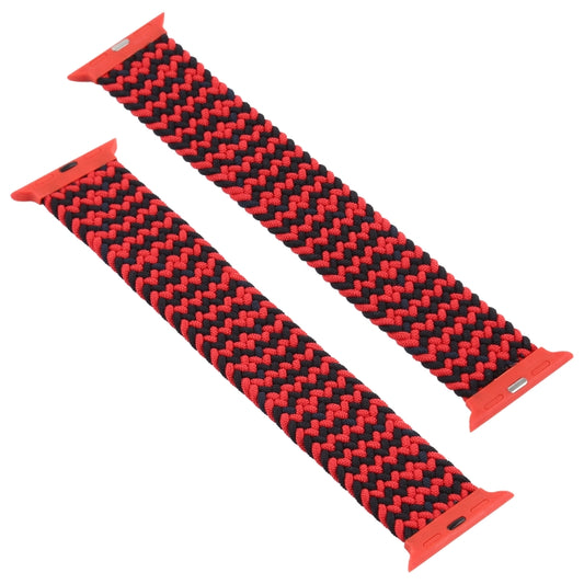 Plastic Buckle Mixed Color Nylon Braided Single Loop Watch Band For Apple Watch Ultra 49mm&Watch Ultra 2 49mm / Series 9&8&7 45mm / SE 3&SE 2&6&SE&5&4 44mm / 3&2&1 42mm, Size:S(Ripple Black Red) by buy2fix
