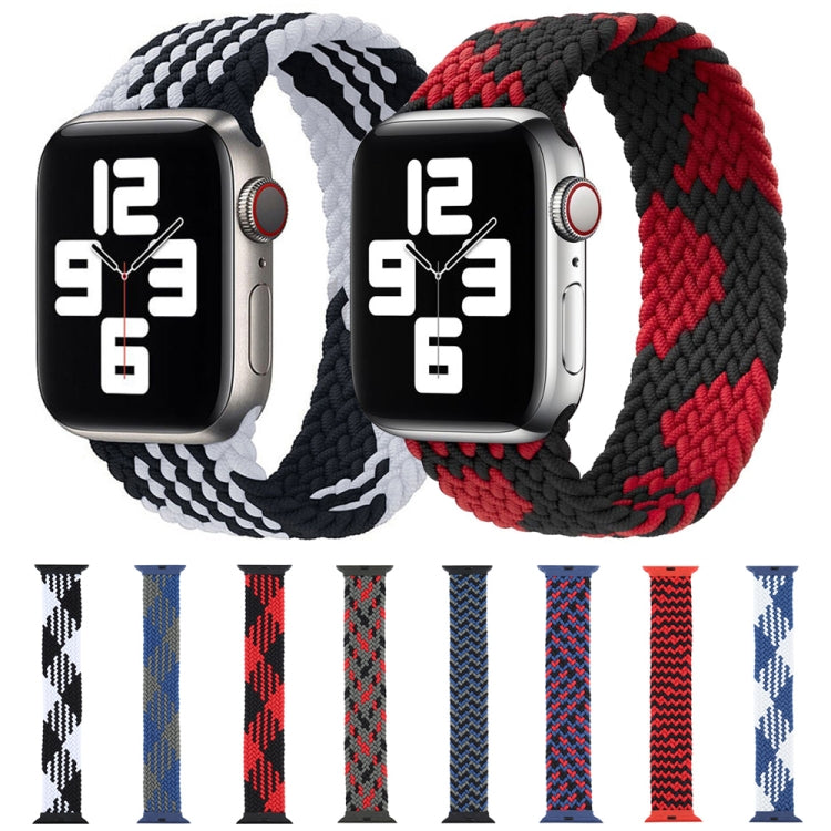 Plastic Buckle Mixed Color Nylon Braided Single Loop Watch Band For Apple Watch Ultra 49mm&Watch Ultra 2 49mm / Series 9&8&7 45mm / SE 3&SE 2&6&SE&5&4 44mm / 3&2&1 42mm, Size:S(Checkered Red Black) by buy2fix