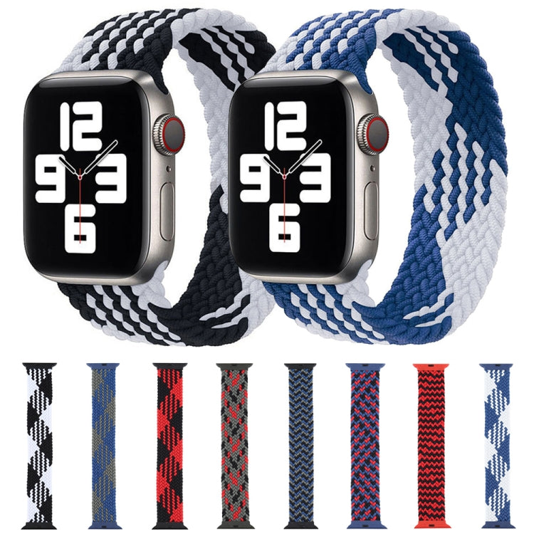 Plastic Buckle Mixed Color Nylon Braided Single Loop Watch Band For Apple Watch Ultra 49mm&Watch Ultra 2 49mm / Series 9&8&7 45mm / SE 3&SE 2&6&SE&5&4 44mm / 3&2&1 42mm, Size:L(Checkered Red Black) by buy2fix