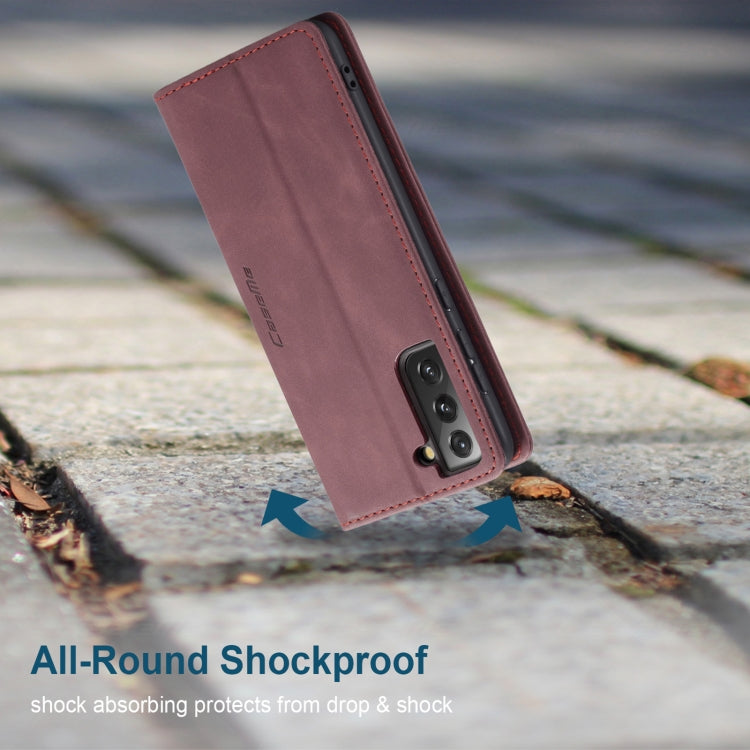 For Samsung Galaxy S21 5G CaseMe 013 Multifunctional Horizontal Flip Leather Case with Holder & Card Slot & Wallet(Wine Red) by CaseMe