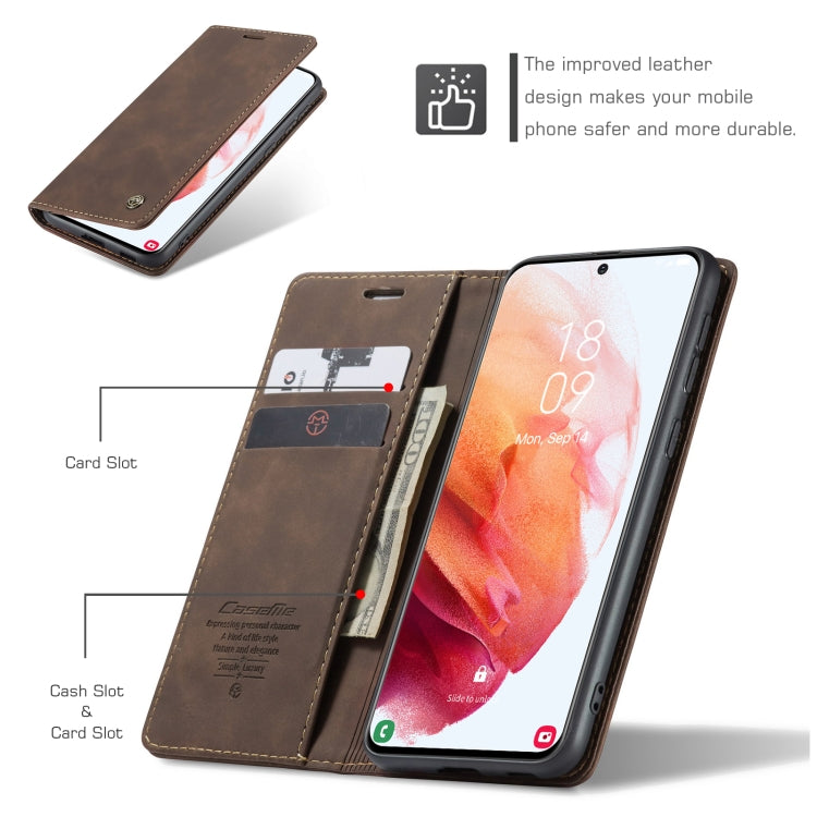 For Samsung Galaxy S21 5G CaseMe 013 Multifunctional Horizontal Flip Leather Case with Holder & Card Slot & Wallet(Coffee) by CaseMe