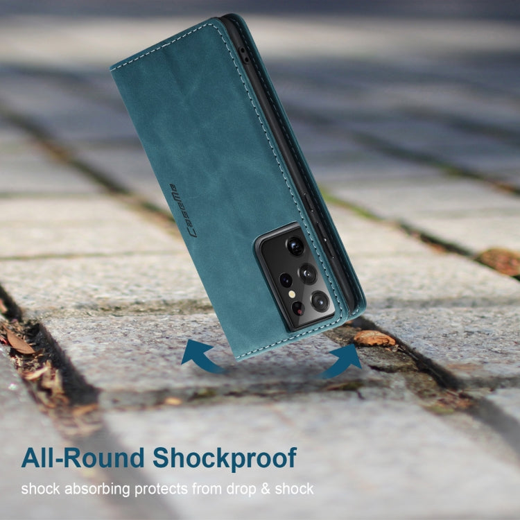 For Samsung Galaxy S21 Ultra 5G CaseMe 013 Multifunctional Horizontal Flip Leather Case with Holder & Card Slot & Wallet(Blue) by CaseMe