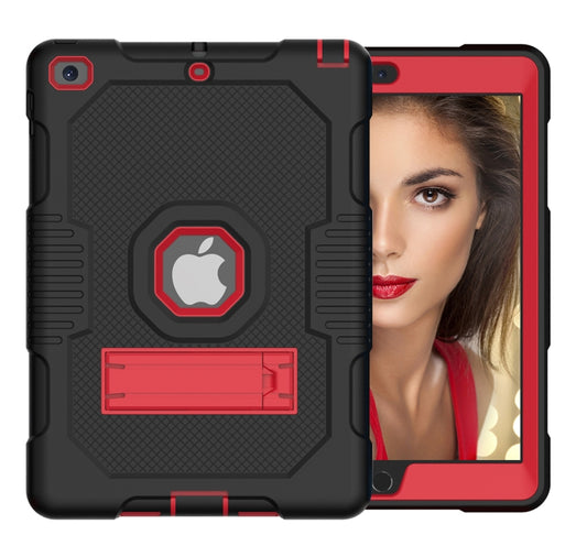 Contrast Color Robot Shockproof Silicone + PC Protective Case with Holder For iPad 9.7 (2017/2018)(Black Red) - iPad 9.7 (2018) & (2017) Cases by buy2fix | Online Shopping UK | buy2fix