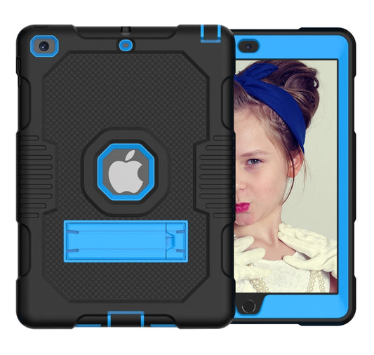 Contrast Color Robot Shockproof Silicone + PC Protective Case with Holder For iPad 9.7 (2017/2018)(Black Blue) - iPad 9.7 (2018) & (2017) Cases by buy2fix | Online Shopping UK | buy2fix